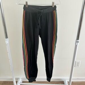 Wildfox Black Joggers with Colorful Stripes